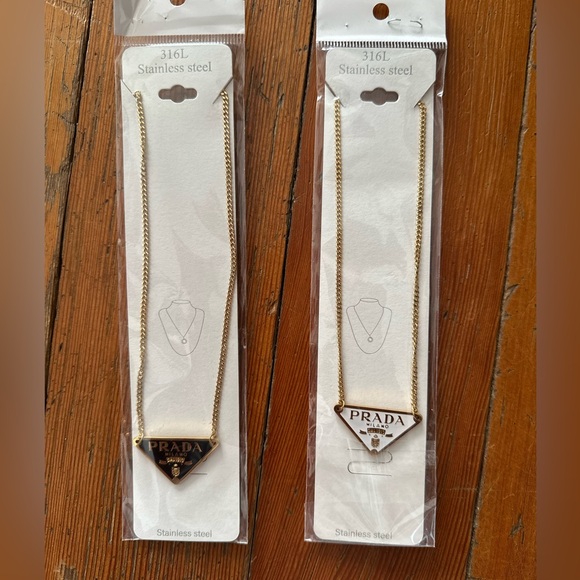 Two Prada white and Black Stainless Steel Necklaces - Picture 5 of 8